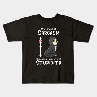 My Level Of Sarcasm Funnny Cat Lover Kids T-Shirt